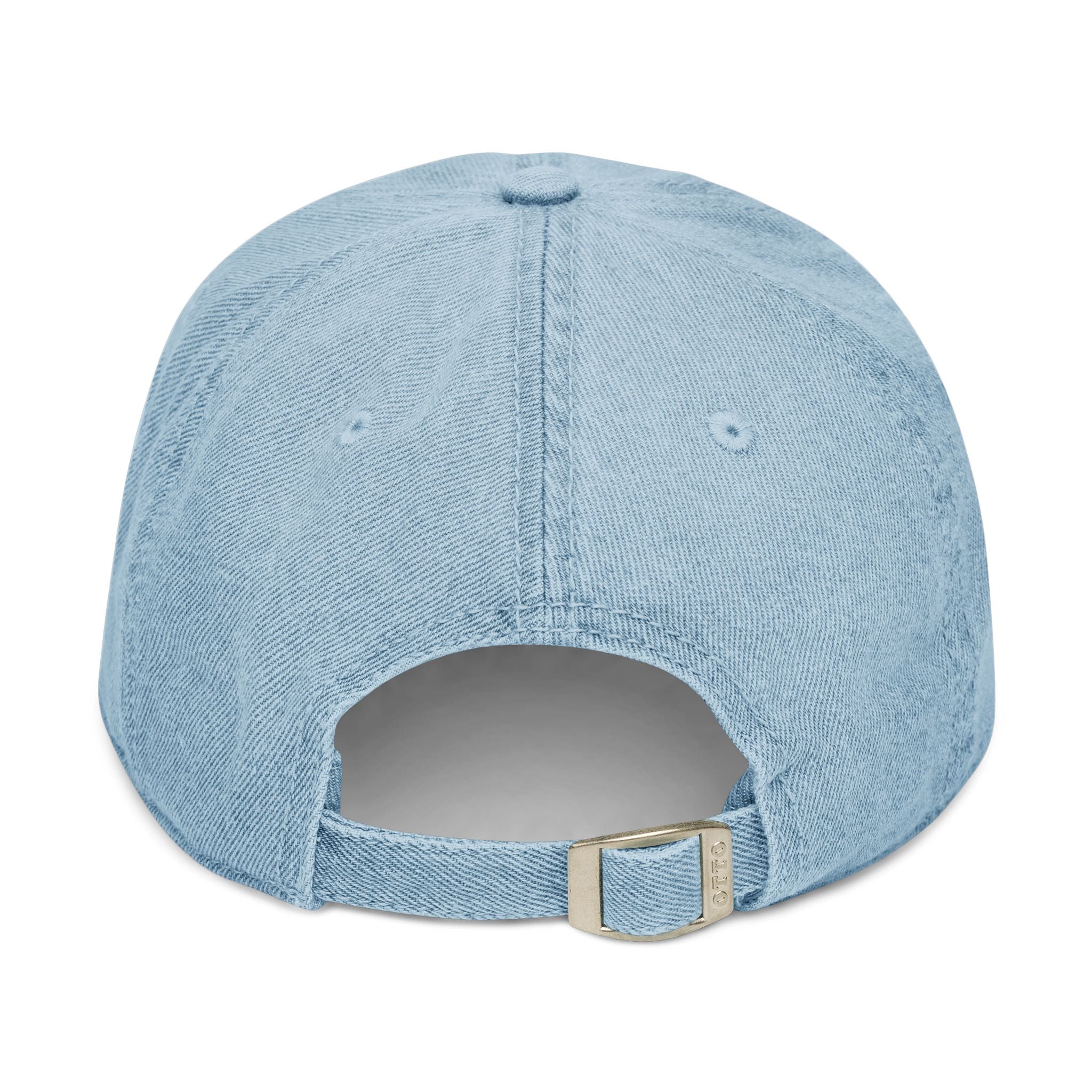 Denim Hat — Embroidered "here, now." Relaxed Dad Cap for Mindfulness & Everyday Wear