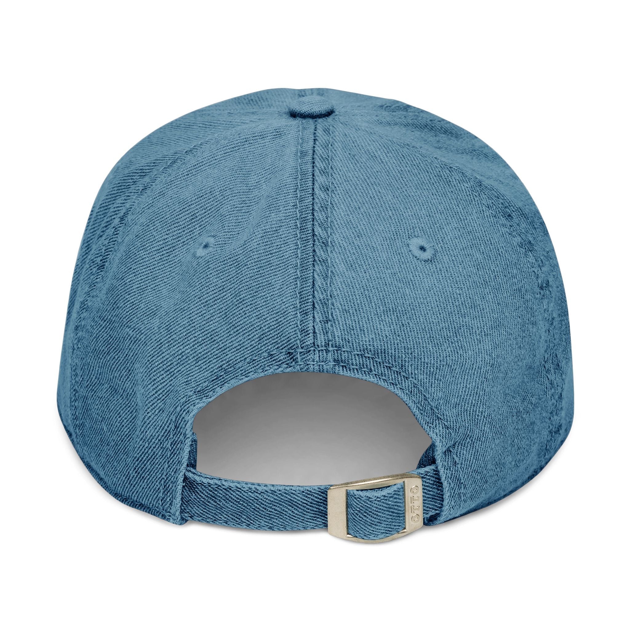 Denim Hat — Embroidered "here, now." Relaxed Dad Cap for Mindfulness & Everyday Wear